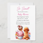 Invitation Une petite fille et son Baby shower de chien (Devant)