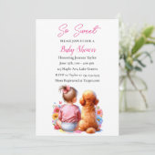 Invitation Une petite fille et son Baby shower de chien (Debout devant)