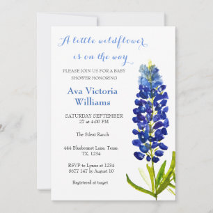 Invitation Une Petite Fille Fleur sauvage Baby shower Fleur B