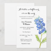 Invitation Une Petite Fille Fleur sauvage Baby shower Fleur B (Devant / Derrière)