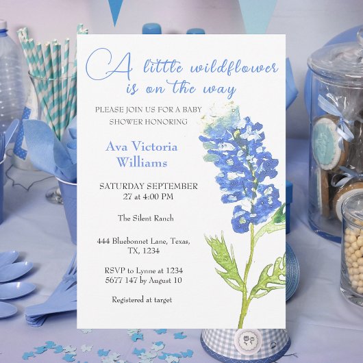 Invitation Une Petite Fille Fleur sauvage Baby shower Fleur B