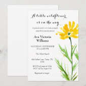 Invitation Une Petite Fille Fleur sauvage Baby shower Fleur J (Devant / Derrière)