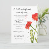 Invitation Une Petite Fille Fleur sauvage Baby shower Orange  (Debout devant)