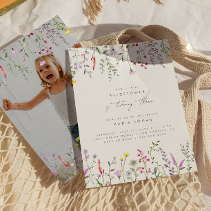 Invitation Une Petite Fille Fleur sauvage Fête d'Anniversaire