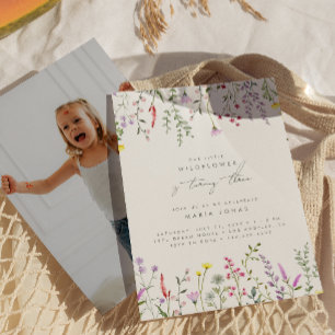 Invitation Une Petite Fille Fleur sauvage Fête d'Anniversaire