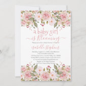 Invitation Une Petite Fille Fleurit Un Baby shower Floral Ros (Devant)