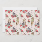 Invitation Une Petite Fille Florale De Lapin Rose 1er Anniver (Dos)