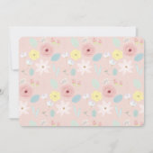 Invitation Une Petite Fille Florale Rose Bunny Photo Annivers (Dos)