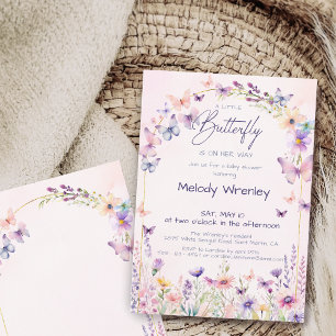 Invitation Une petite fille papillon rose Baby Shower