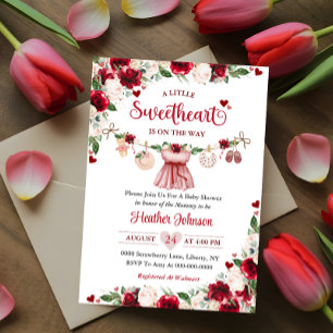 Invitation Une petite fille pour la Saint-Valentin Baby Showe