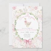 Invitation Une petite fille rose de l'oie sotte Photo 1er ann (Devant)