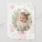 Invitation Une petite fille rose de l'oie sotte Photo 1er ann (Dos)