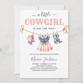 Invitation Une petite fille sauvage Baby shower de fille bleu (Devant)
