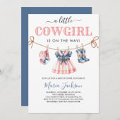 Invitation Une petite fille sauvage Baby shower de fille bleu (Devant / Derrière)