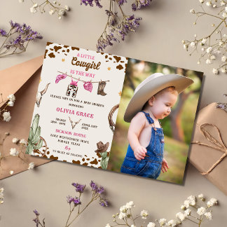 Invitation Une petite fille Western Fille Baby shower Party
