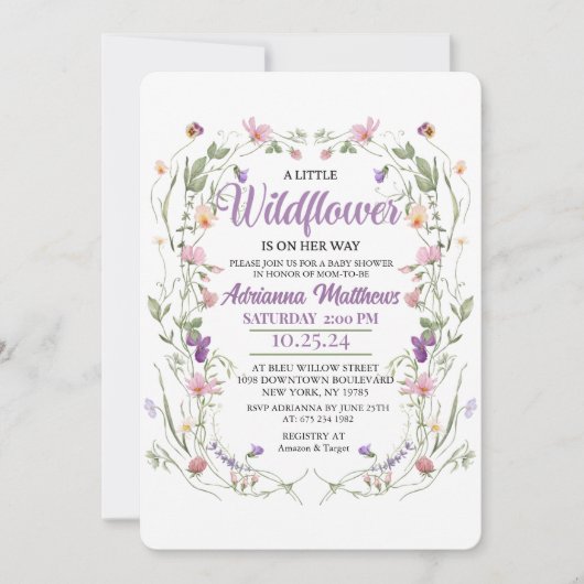 Invitation Une petite fleur sauvage est en route (Devant)