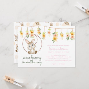 Invitation Une petite lapine arrive Bébé Bohème Shower