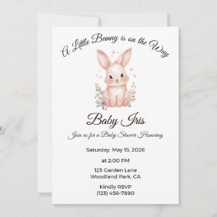 Invitation Une petite lapine est en route Fête prénatale pour