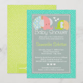 Invitation Une petite maman éléphante et une petite douche po (Devant / Derrière)