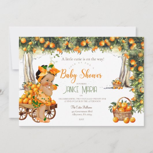 Invitation Une petite mignonne est sur le chemin Baby shower  (Devant)