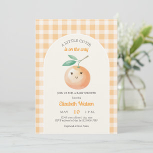 Invitation Une petite mignonne orange gingham citrus Baby Sho