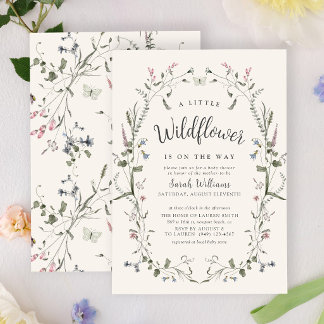 Invitation Une Petite Nature Fleur sauvage Floral Girl Baby s