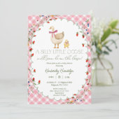 Invitation Une petite oie rose En vichy Baby shower fille (Debout devant)
