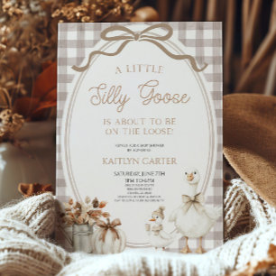 Invitation Une petite oie sotte Shower d'automne marron noeud
