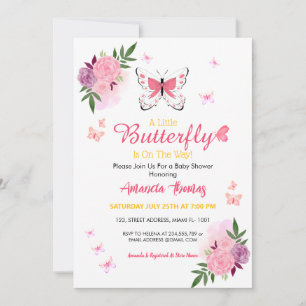 Invitation Une petite papillon bébé est en route Baby Shower