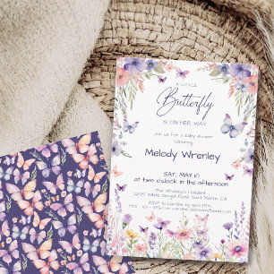 Invitation Une petite papillon est en route Baby Shower