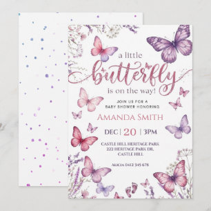 Invitation Une petite papillon est en route Fille Baby Shower