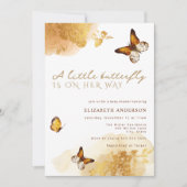 Invitation Une petite papillon est en route Or (Devant)