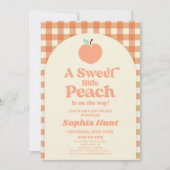 Invitation Une Petite Pêche Douce Est En Route ! Baby shower (Devant)