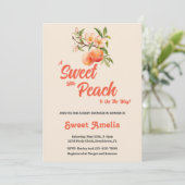 Invitation Une Petite Pêche Douce Est En Route ! Baby shower (Debout devant)