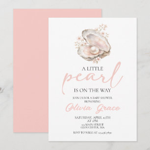 Invitation Une petite perle est en route Fête prénatale côtiè