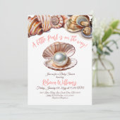 Invitation Une Petite Perle Sous Le Baby shower De Mer (Debout devant)