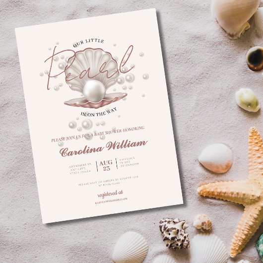 Invitation une petite perle sous le baby shower de mer