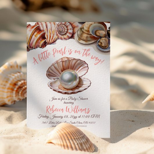 Invitation Une Petite Perle Sous Le Baby shower De Mer