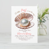 Invitation Une Petite Perle Sous Le Baby shower Des Filles De (Debout devant)