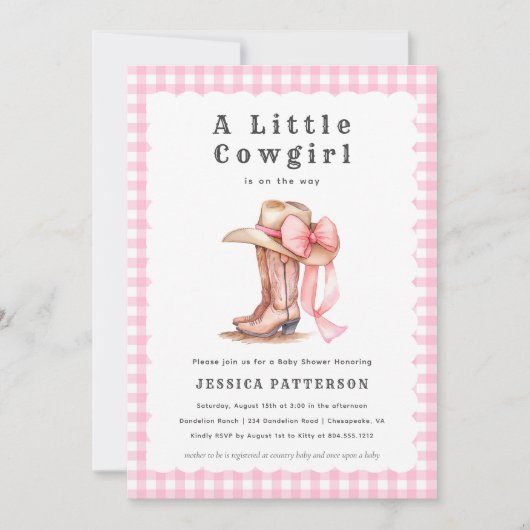 Invitation Une Petite Petite Femme Baby shower Rose Invitatio (Devant)
