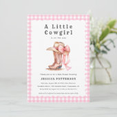 Invitation Une Petite Petite Femme Baby shower Rose Invitatio (Debout devant)