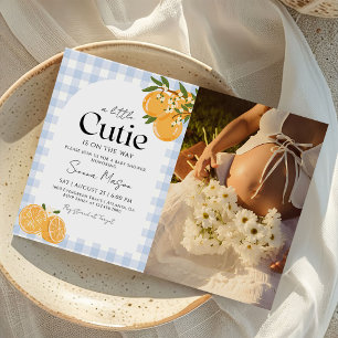 Invitation Une petite photo de shower de bébé orange citrus C