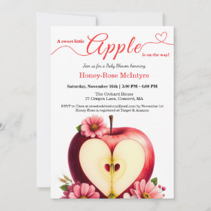 Invitation Une petite pomme est en route Baby Shower d'auto