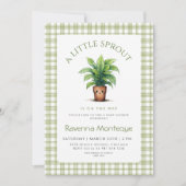 Invitation Une petite pousse, bébé en vichy vert Shower de bé (Devant)