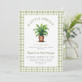 Invitation Une petite pousse, bébé en vichy vert Shower de bé (Debout devant)