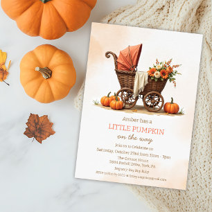 Invitation Une petite poussette bébé citrouille Baby Shower