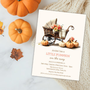 Invitation Une petite poussette bébé citrouille Baby Shower
