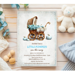 Invitation Une petite poussette bébé citrouille Baby Shower 