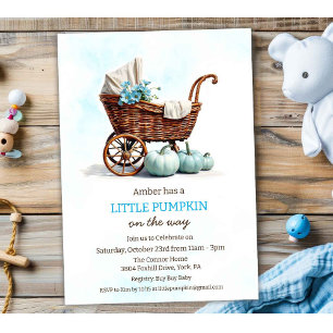 Invitation Une petite poussette bébé citrouille Baby Shower