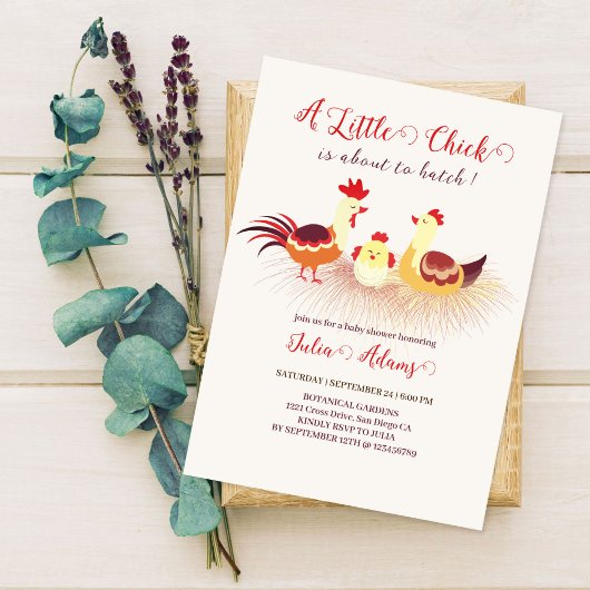 Invitation Une petite poussin est sur le point d'éclore Showe